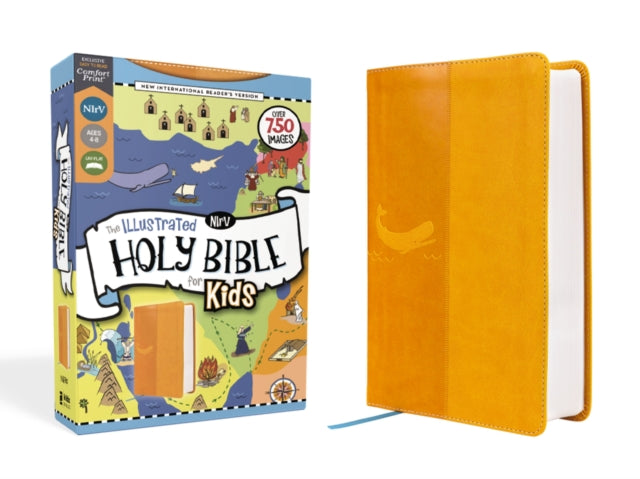 Book cover of: NIrV, The Illustrated Holy Bible for Kids, Leathersoft, Yellow, Full Color, Comfort Print. By: Zondervan