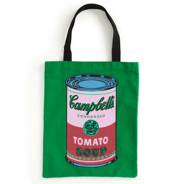 Book cover of: Warhol Soup Can Canvas Tote Bag - Green. By: Galison