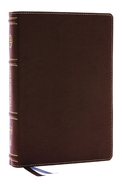 Book cover of: Life in Christ Bible: Discovering, Believing, and Rejoicing in Who God Says You Are (NKJV, Brown Bonded Leather, Red Letter, Comfort Print). By: Zondervan