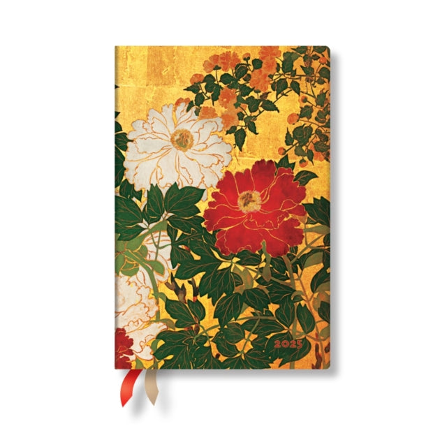 Book cover of: Natsu (Rinpa Florals) Mini 12-month Horizontal Softcover Flexi Dayplanner 2025 (Elastic Band Closure). By: Paperblanks
