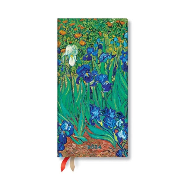 Book cover of: Van Gogh’s Irises (Van Gogh’s Irises) Slim Verso 12-month Dayplanner 2024. By: Paperblanks