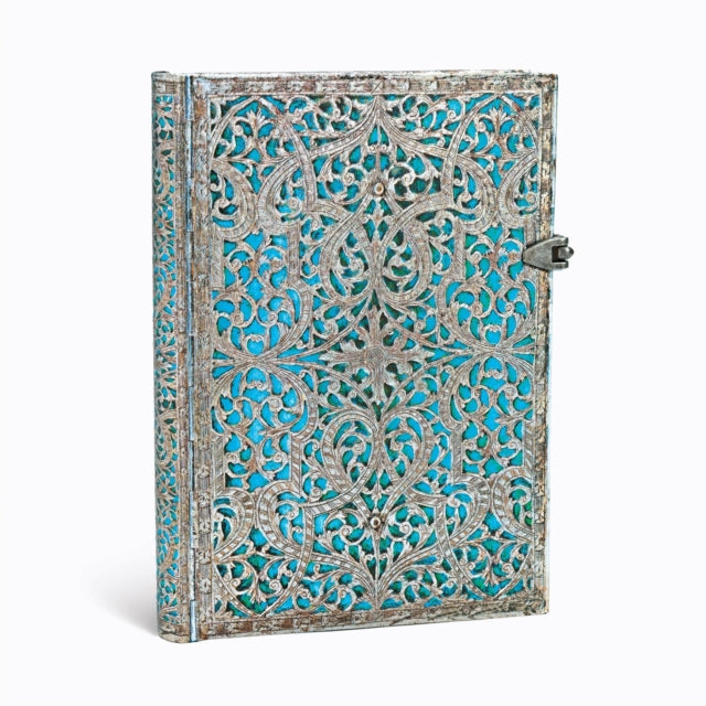 Book cover of: Maya Blue (Silver Filigree Collection) Midi Lined Hardcover Journal. By: Paperblanks