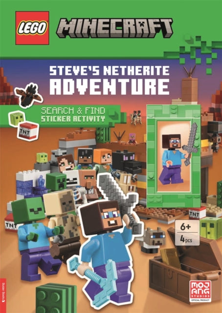 LEGOĀ® MinecraftĀ®: Steveās Netherite Adventure Search & Find Sticker Activity (with Steve minifigure and sword) 9781837250769 LEGOĀ®