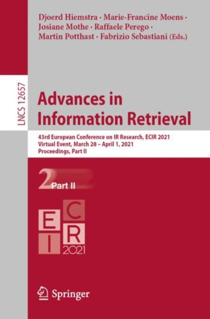Book cover of: Advances in Information Retrieval. By: Djoerd Hiemstra