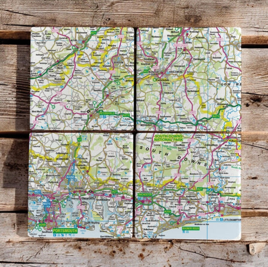 Book cover of: OS Map Ceramic Four Coaster Set - South Downs National Park