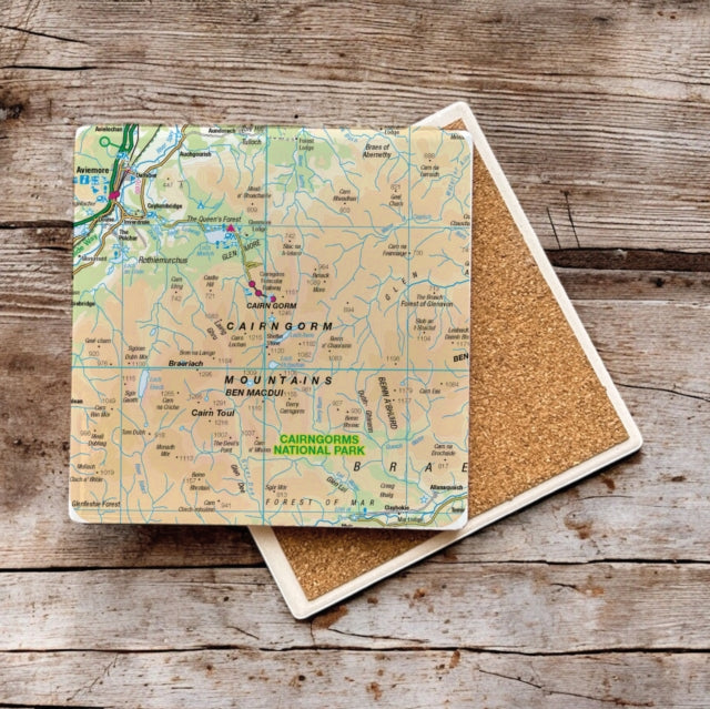 Book cover of: OS Map Ceramic Single Coaster - Cairngorms National Park