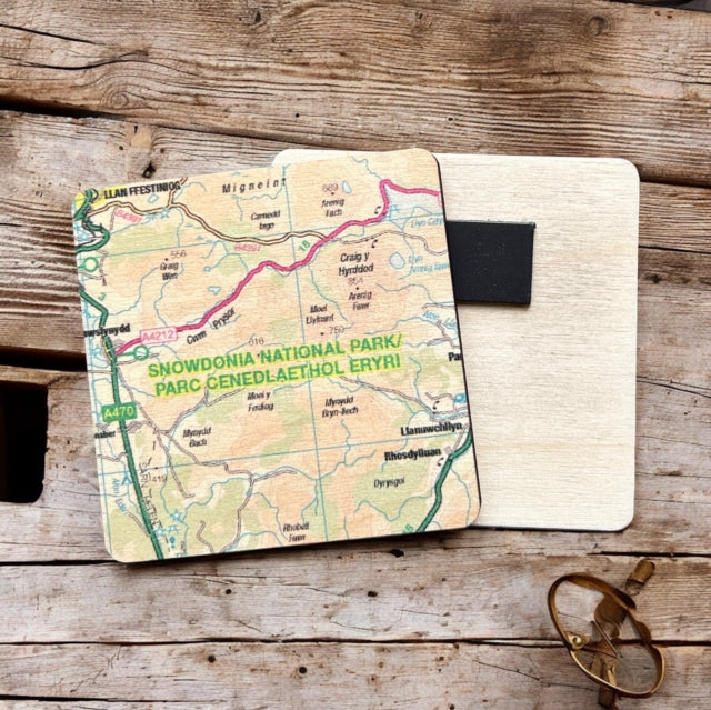 Book cover of: OS Map Wooden Square Magnet - Snowdonia National Park