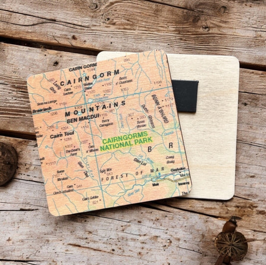 Book cover of: OS Map Wooden Square Magnet - Cairngorms National Park