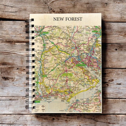 Book cover of: OS Map Wooden Lined Notebook - New Forest National Park