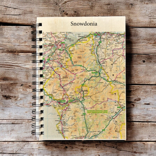 Book cover of: OS Map Wooden Lined Notebook - Snowdonia National Park