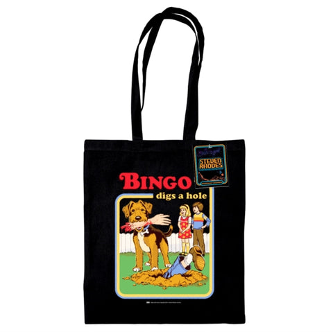 Steven Rhodes (Bingo Digs A Hole) Black Tote Bag