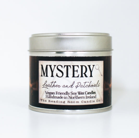 Book cover of: Mystery- Scented Soy Candle- Leather and Patchouli