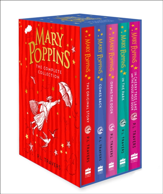Book cover of: Mary Poppins – The Complete Collection Box Set. By: P. L. Travers