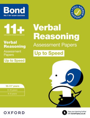 Bond 11+ Verbal Reasoning Up to Speed Assessment Papers with Answer Support 10-11 years