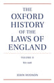 Book cover of: Oxford History of the Laws of England Volume II
