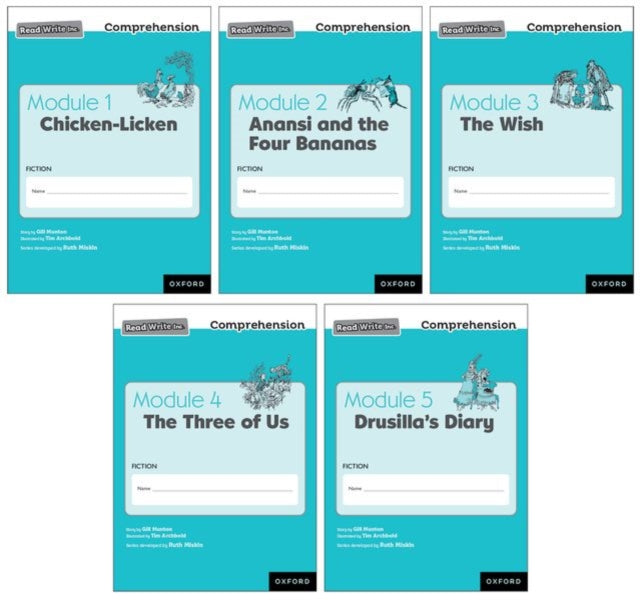 Book cover of: Read Write Inc. Comprehension: Modules 1-5 Mixed Pack of 5 (1 of each title). By: Ruth Miskin