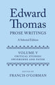 Book cover of: Edward Thomas: Prose Writings: A Selected Edition. By: Francis O'Gorman