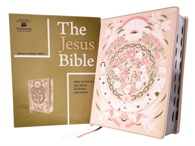 Book cover of: Jesus Bible Artist Edition, ESV, (With Thumb Tabs to Help Locate the Books of the Bible), Leathersoft, Peach Floral, Thumb Indexed. By: Passion