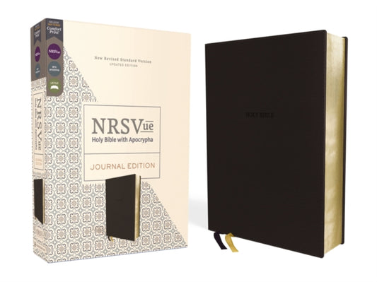 Book cover of: NRSVue, Holy Bible with Apocrypha, Journal Edition, Leathersoft, Black, Comfort Print. By: Zondervan Staff