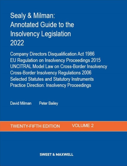 Book cover of: Sealy & Milman: Annotated Guide to the Insolvency Legislation 2022. By: David Milman