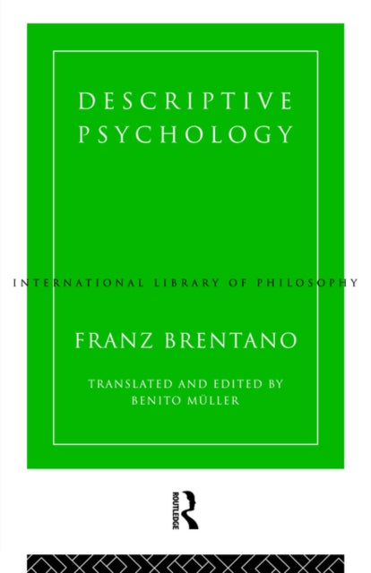Book cover of: Descriptive Psychology. By: Franz Brentano