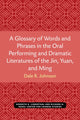 Book cover of: Glossary of Words and Phrases in the Oral Performing and Dramatic Literatures of the Jin, Yuan, and Ming. By: Dale R. Johnson