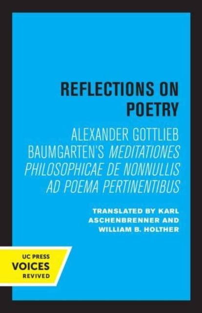 Book cover of: Reflections on Poetry. By: Alexander Gottlieb Baumgarten