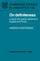 Book cover of: On Definiteness. By: Andrew Chesterman