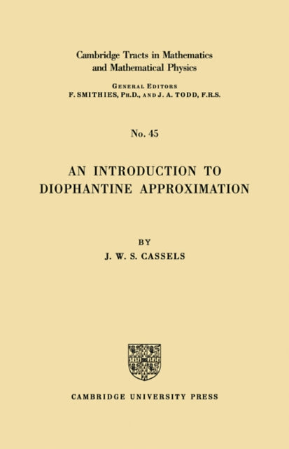 Book cover of: Diophant Approx. By: J. W. S. Cassels