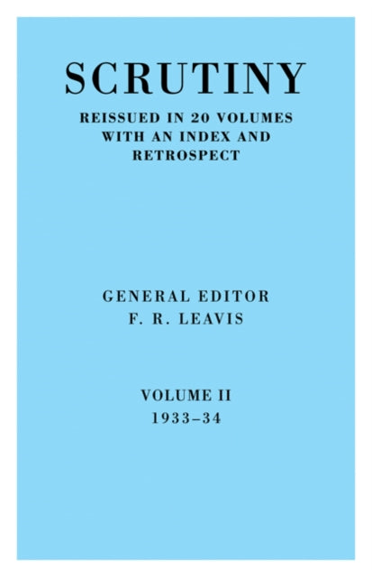 Book cover of: Scrutiny: A Quarterly Review vol. 2 1933-34. By: F. R. Leavis