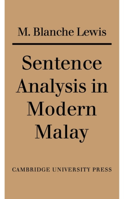 Book cover of: Sentence Analysis in Modern Malay. By: M. Blanche Lewis