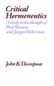 Book cover of: Critical Hermeneutics. By: John B. Thompson