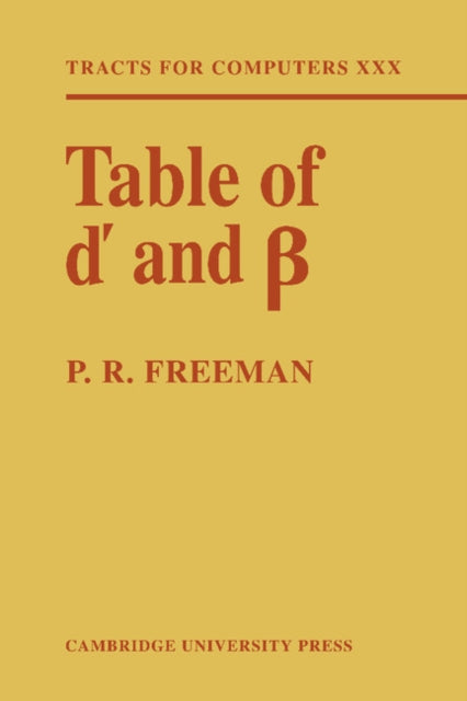 Table of d' and ß