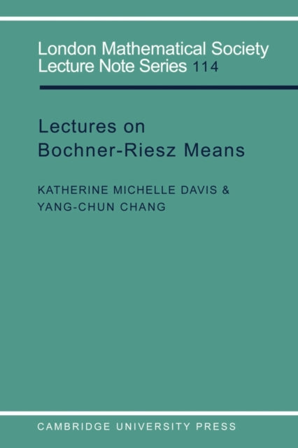 Book cover of: Lectures on Bochner-Riesz Means