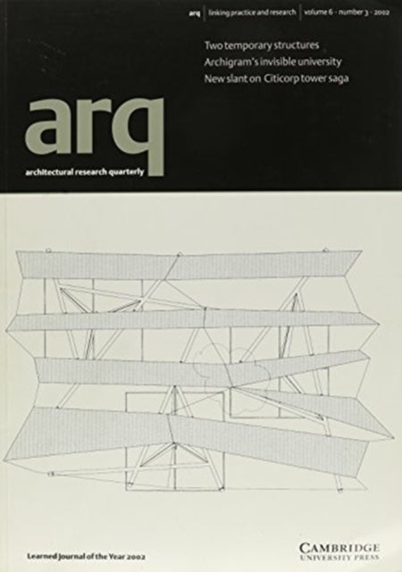 Book cover of: arq: Architectural Research Quarterly: Volume 6, Part 3. By: Peter Carolin