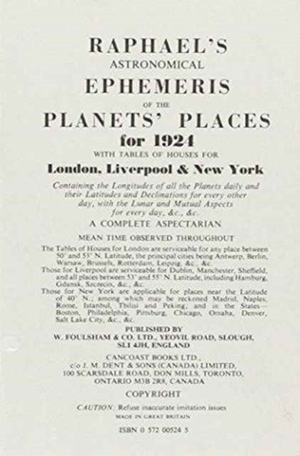 Book cover of: Raphael's Astronomical Ephemeris. By: Edwin Raphael
