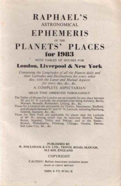 Book cover of: Raphael's Astronomical Ephemeris of the Planets' Places
