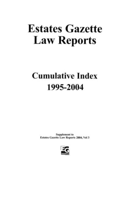 Book cover of: EGLR 2004 Cumulative Index. By: Barry Denyer-Green