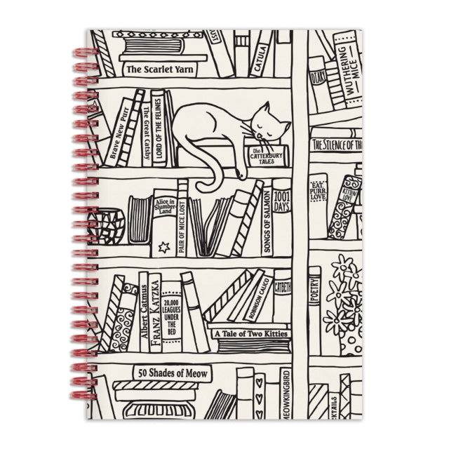 Book cover of: Cat on Bookshelf 6 x 8" Wire-O Journal. By: Galison