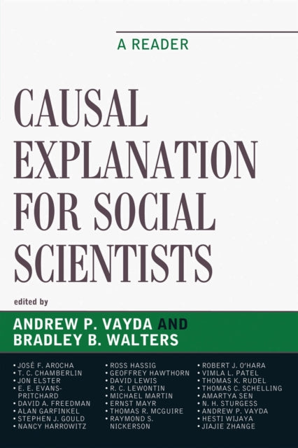 Book cover of: Causal Explanation for Social Scientists. By: Andrew Peter Vayda