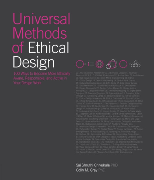 Book cover of: Universal Methods of Ethical Design. By: Sai Shruthi Chivukula