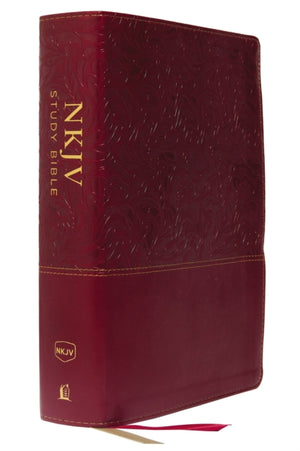 NKJV Study Bible, Leathersoft, Red, Full-Color, Thumb Indexed, Comfort Print