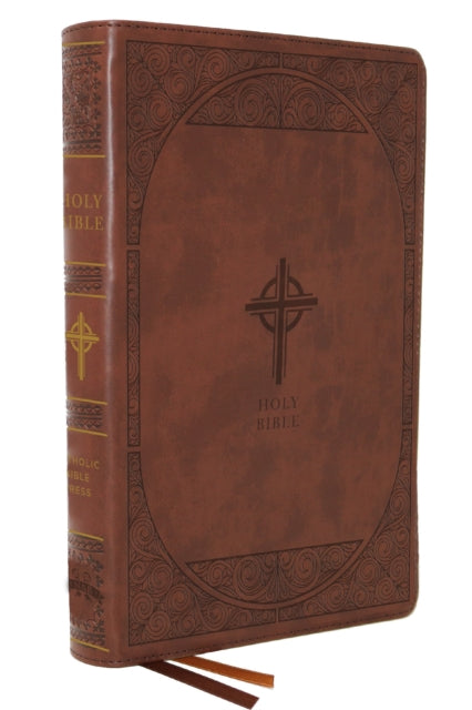 Book cover of: NABRE, New American Bible, Revised Edition, Catholic Bible, Large Print Edition, Leathersoft, Brown, Thumb Indexed, Comfort Print. By: Catholic Bible Catholic Bible Press