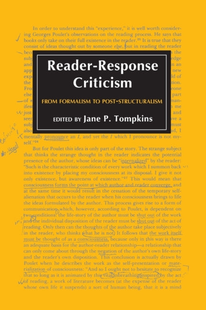 Book cover of: Reader-Response Criticism. By: Jane P. Tompkins