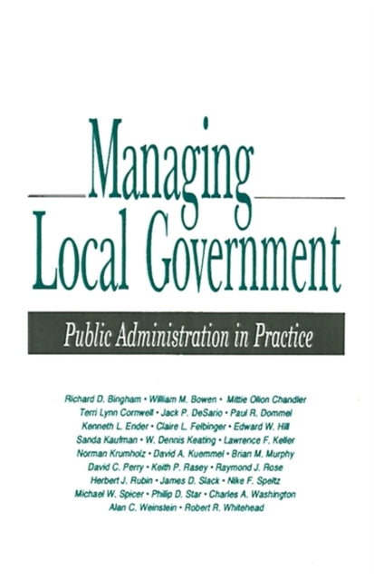 Book cover of: Managing Local Government. By: Richard D. Bingham
