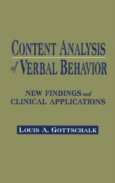 Book cover of: Content Analysis of Verbal Behavior