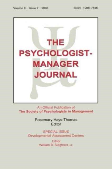 Book cover of: Developmental Assessment Centers Tpmj V9#2. By: SIEGFRIED
