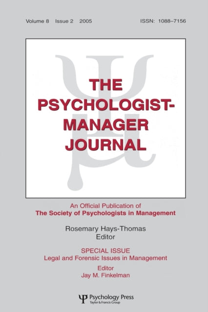Book cover of: Legal And Forensic Isssues In Management Tpmj V8#2. By: FINKELMAN