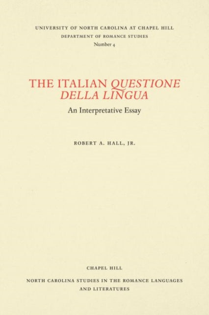 Book cover of: Italian Questione Della Lingua. By: Robert A. Hall