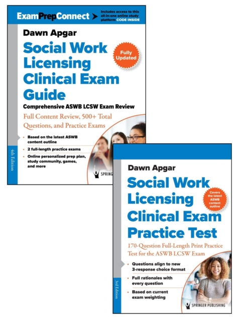 Book cover of: Social Work Licensing Clinical Exam Guide and Additional Print Practice Test Set